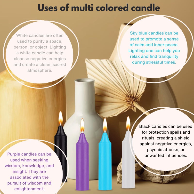 ladyrobyn Box of 12 Colored Candles | 4 inches Tall & 3/4 inch Diameter | Witchcraft Supplies for Your Personal Wiccan Altar, Spells, Charms & Intentions | Witchy Room Decor | Taper Candlesticks - Image 5